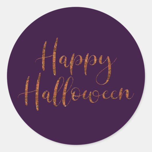 Stilvolle Happy Halloween Orange Glitzer Typografi Runder Aufkleber (Vorderseite)