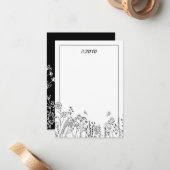 Stilvolle hebräische Name Floral Sketch Note Card Mitteilungskarte (Vorderseite/Rückseite Beispiel)