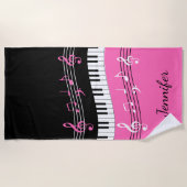 Stilvolle heißes Rosa-Schwarz-weiße Strandtuch (Vorderseite)