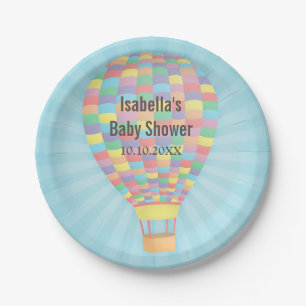 Stilvolle Heißluftballon-Baby-Shower-Zubehör Pappteller