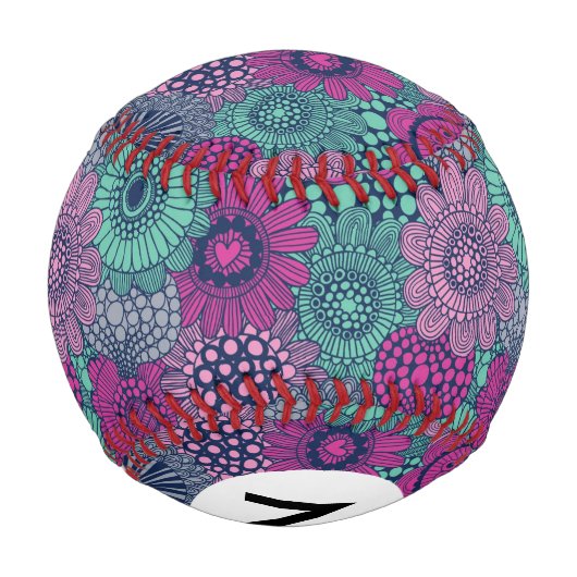 Stilvolle, helle Gestaltung wunderschöner Blume Baseball (Rückseite)