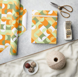 Stilvolle helle grüne sonnige orange Kreise Kunst  Geschenkpapier