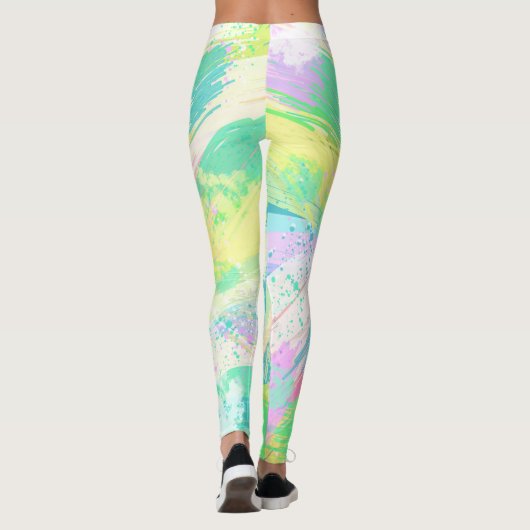 Stilvolle, helle Pastellfarben Abstrakte Kunst Leggings (Rückseite)