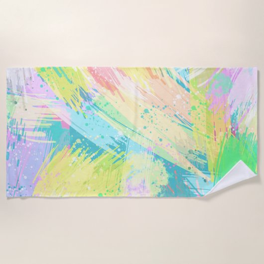 Stilvolle, helle Pastellfarben Abstrakte Kunst Strandtuch (Vorderseite)
