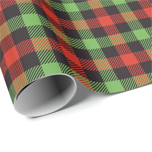 Stilvolle, helle, rote und grüne Karierte Geschenk Geschenkpapier (Rolleneckpunkt)