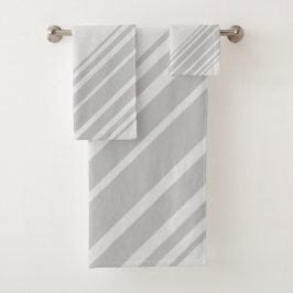 Stilvolle, helle und dunkelgraue Streifen Badhandtuch Set