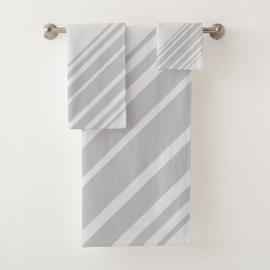 Stilvolle, helle und dunkelgraue Streifen Badhandtuch Set (Insitu)