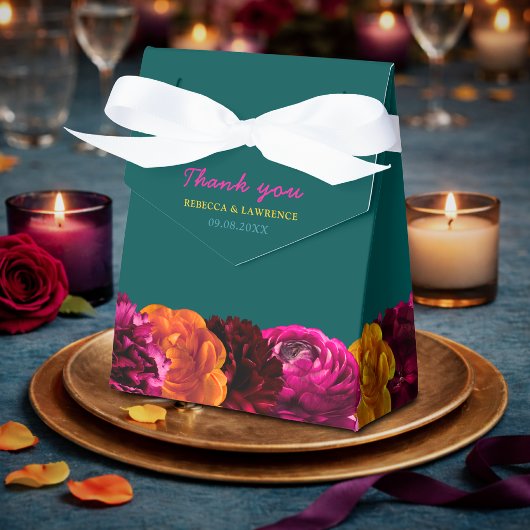 Stilvolle, hellgrüne, rosa Blumenhochzeit Geschenkschachtel