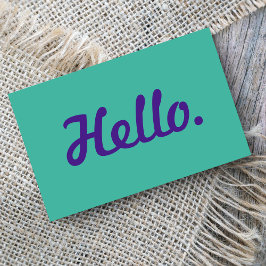 Stilvolle Hello Typografy Script Lässig Lila Visitenkarte