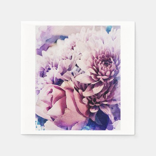 Stilvolle, hellrosa Blume Papier Napkin Serviette (Vorderseite)