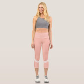 Stilvolle, hellrosa, blumenweiße Streifen und Name Capri Leggings (Vorderseite)