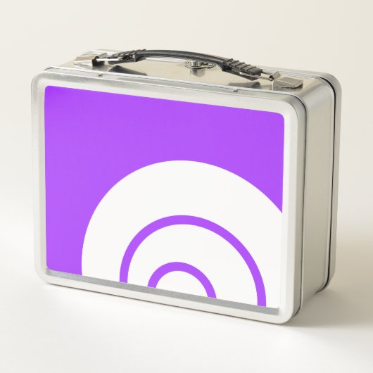 Stilvolle, hellrosa, konzentrische Kunst in Weiß Metall Brotdose (Rückseite)