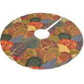 Stilvolle Herbstbäume, helle Waldmuster. Polyester Weihnachtsbaumdecke (Schrägansicht)