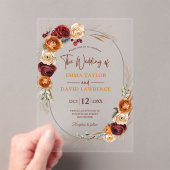 Stilvolle Herbstorange Rost Terracotta Hochzeit Acryleinladungen (Insitu (Handheld))