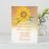Stilvolle Herbstsonnenblume Erntedank Einladungen (Stehend Vorderseite)
