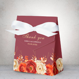 Stilvolle Herbstterracotta-braune Blume Hochzeit Geschenkschachtel