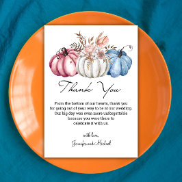 stilvolle Herbstwasserkürbis Hochzeit Dankeskarte