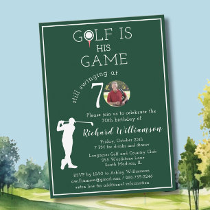 Stilvolle Herren-Golf-Foto-70-Geburtstagsfeier Einladung