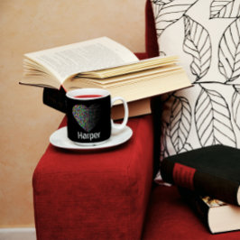 Stilvolle Herzname Schwarz Zwei-Tone-Kaffee-Tasse Zweifarbige Tasse