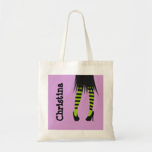 Stilvolle Hexemode-Streifen-Leggings Halloween Tragetasche