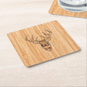 Stilvolle Hirschkopfdruck mit hellen Holzkörnern Rechteckiger Pappuntersetzer (angewinkelt)