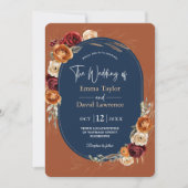 Stilvolle Hochzeit der Orangennacht mit Blumen Einladung (Vorderseite)