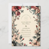 Stilvolle Hochzeit im floralen Jugendstil Einladung (Vorderseite)