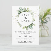 Stilvolle Hochzeit im Grünen retten das Datum Save The Date (Stehend Vorderseite)