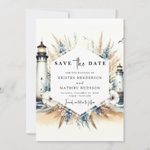 Stilvolle Hochzeit im Leuchtturm Watercolor Design Save The Date