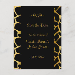 Stilvolle Hochzeit in Gold & Schwarz mit Giraffenm Ankündigungspostkarte