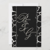 Stilvolle Hochzeit in Silver & Black Giraffe Muste Einladung (Rückseite)