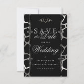 Stilvolle Hochzeit in Silver & Black Giraffe Muste Save The Date (Vorderseite)