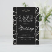 Stilvolle Hochzeit in Silver & Black Giraffe Muste Save The Date (Stehend Vorderseite)