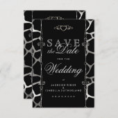 Stilvolle Hochzeit in Silver & Black Giraffe Muste Save The Date (Vorne/Hinten)