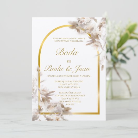 Stilvolle Hochzeit laden auf Spanisch ein Einladung (Stehend Vorderseite)