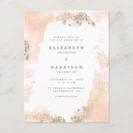 Stilvolle Hochzeit mit Gold Dust & Blush Watercolo Einladungspostkarte