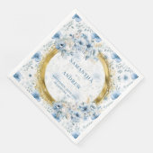 Stilvolle Hochzeit mit Watercolor Light Blue Gold Serviette (Ecke)