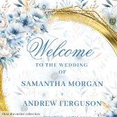 Stilvolle Hochzeit mit Watercolor Light Blue Gold Serviette