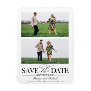 Stilvolle Hochzeit Save The Date 2 Foto Collage Magnet