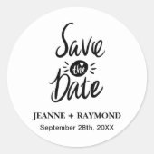 Stilvolle Hochzeit Save the Date Runder Aufkleber (Vorderseite)