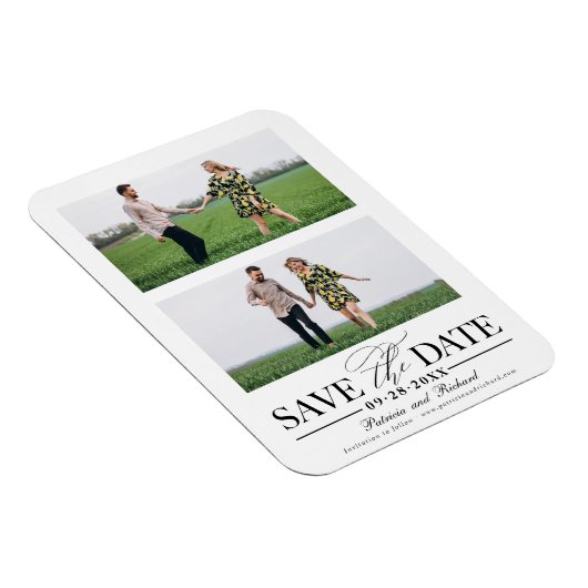Stilvolle Hochzeit speichern Sie das Datum 2 Foto Magnet (Rechte Seite)