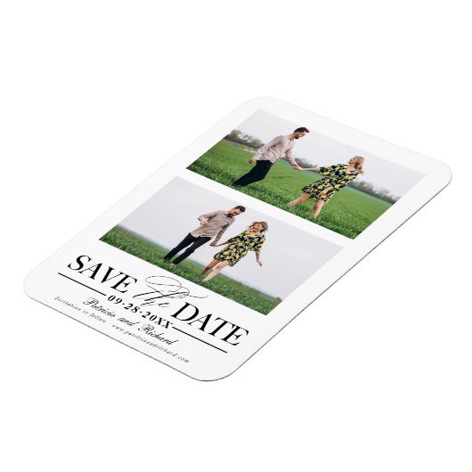 Stilvolle Hochzeit speichern Sie das Datum 2 Foto Magnet (Linke Seite)