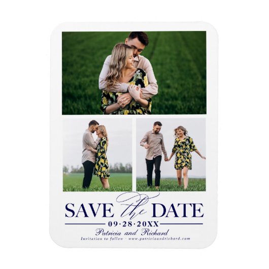 Stilvolle Hochzeit speichern Sie das Datum 3 Foto  Magnet (Vertikal)