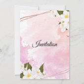 Stilvolle Hochzeitseinladung, rosa, weiße Blume Einladung (Rückseite)
