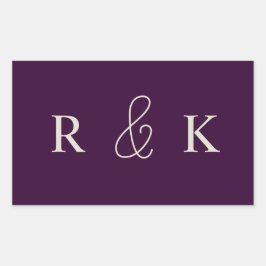 Stilvolle Hochzeitspaare mit Monogramm Rechteckiger Aufkleber