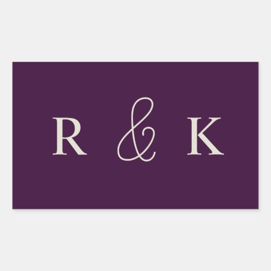 Stilvolle Hochzeitspaare mit Monogramm Rechteckiger Aufkleber (Vorderseite)