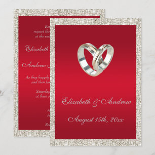 Stilvolle Hochzeitsrennen, Ruby Red & Glitzer Wedd Einladung
