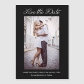 Stilvolle Hochzeitsstichtage Verlobung Foto Schwar Magneteinladung (Vorderseite)