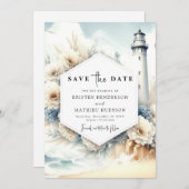 Stilvolle Hochzeitsstimmung im Leuchtturm Watercol Save The Date (Vorne/Hinten)