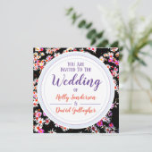 Stilvolle Hochzeitstag im Blumendesign Einladung (Stehend Vorderseite)